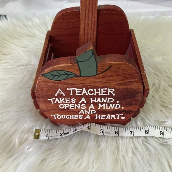 Red Apple Teacher wooden decorative accent - Picture 8 of 8